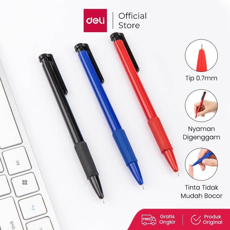 

Deli Ballpoint Pen / Pulpen Bolpoin Retracable 0.7mm Dapat Menulis Hingga 500 Meter 6546S