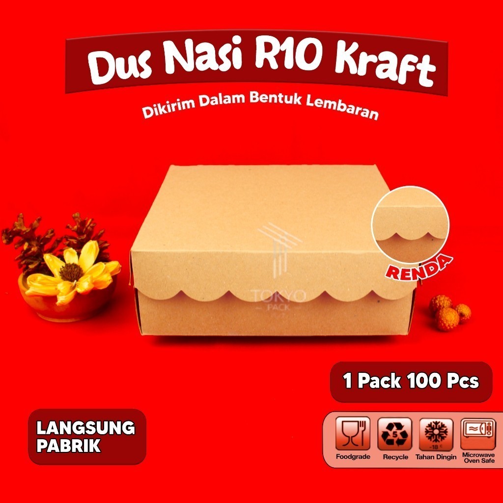 

Box Dus Nasi Kraft Renda R10 20x20 Kotak Katering 310gsm Isi 100 pcs