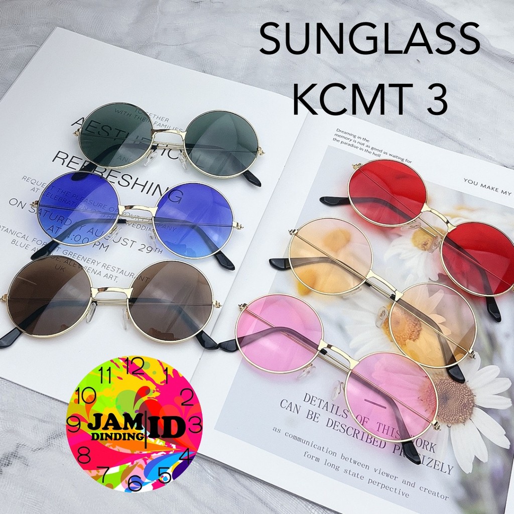 JDID Kacamata Bundar KCMT3 Frame Besi Tipis Elegan Lensa Warna Trendy