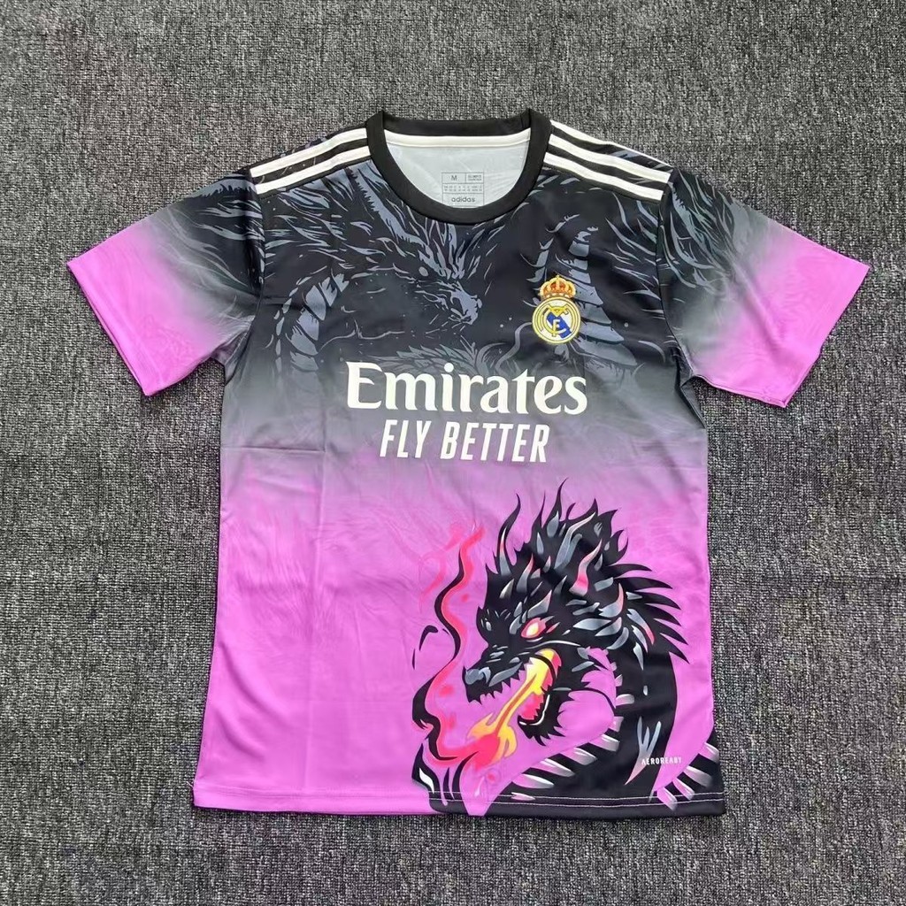 Jersey Edisi Khusus Liverpool Baru Real Madrid Latihan Cetak Lengan Pendek Sepak Bola Pola Naga Kaos