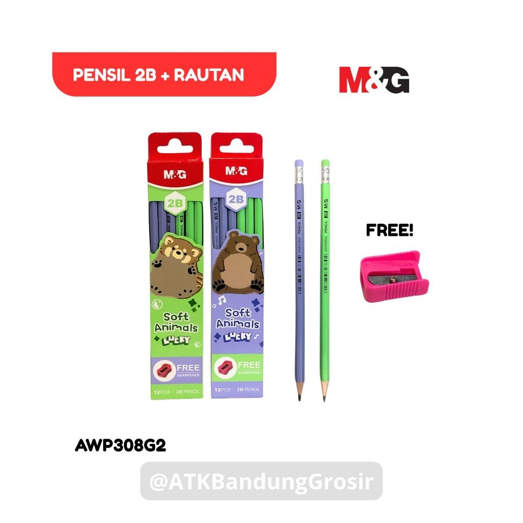 

Pensil 2B Hexagonal M&G Soft Animal With Eraser dan Free Rautan Cocok untuk Kantor dan Ujian Sekolah#AWP308G2 - Satuan - SHSNP