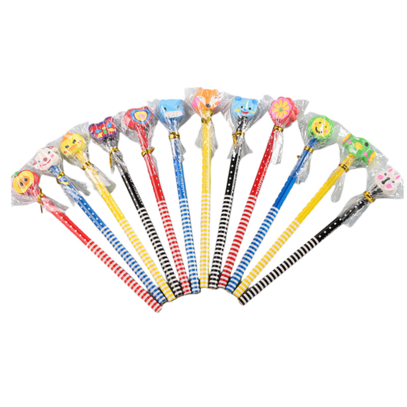 

Cute with rubber cartoon pencils Kindergarten Prize gift Paintbrush Creative stationery for students drawing sketch pencils