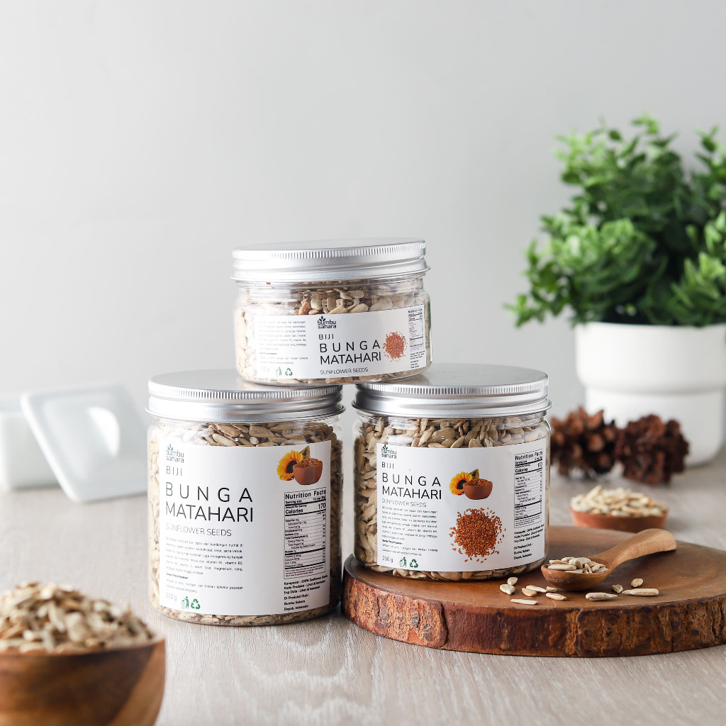 

Bumbu Sahara Biji Bunga Matahari Panggang Kupas Organic Roasted Sunflower Seeds