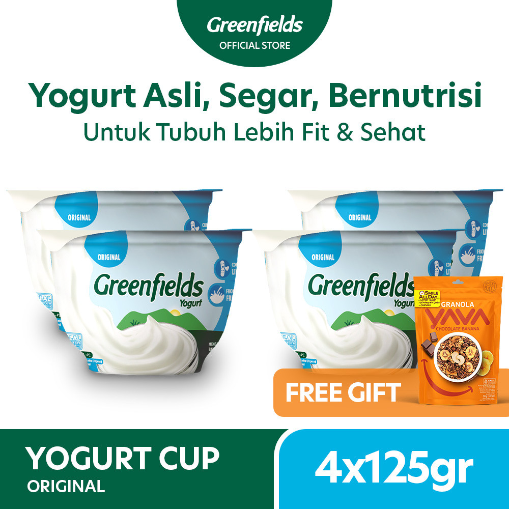 

[Bundling 4] Greenfields Yogurt Cup Original 125gr - Fresh Yogurt for Daily Healthy Snack