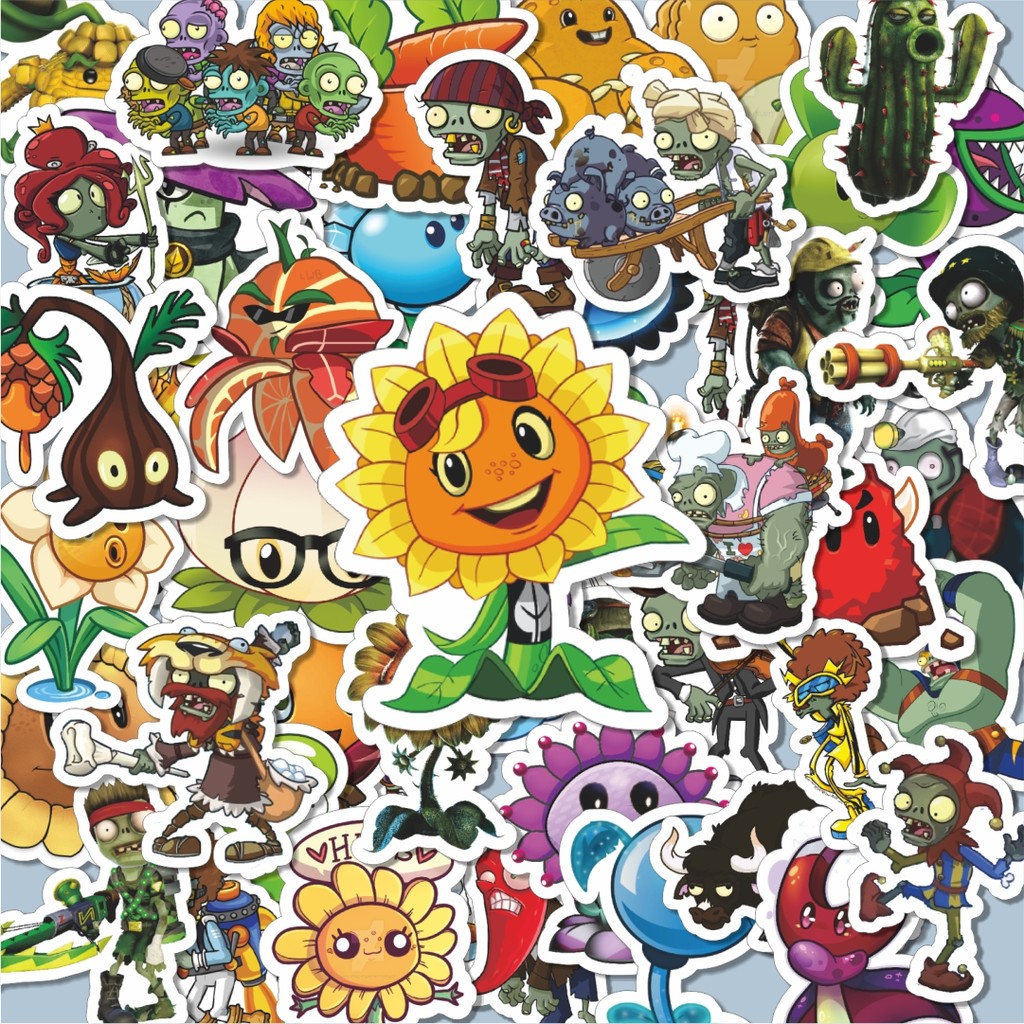 

100PCS Lucu Stiker Game Series PLANT vs ZOMBIE Character Mix 5 Stiker Aesthetic Stiker Anti Air Stikers Berperekat Waterproof sticker decal buat Motor Helm Buku Journal Koper Casing HP Laptop Botol Minum Hadiah anak