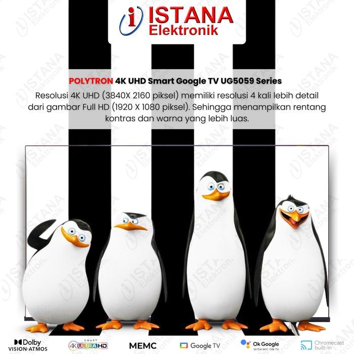 POLYTRON 4K UHD SMART ANDROID GOOGLE DIGITAL TV 55 INCH PLD 55UG5059