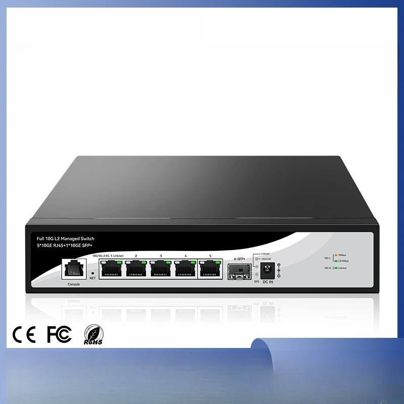 HORACO 6 Port 10Gb L2 Managed Switch Managed Network Switch 10000Mbps Smart Managed Home Lab Etherne