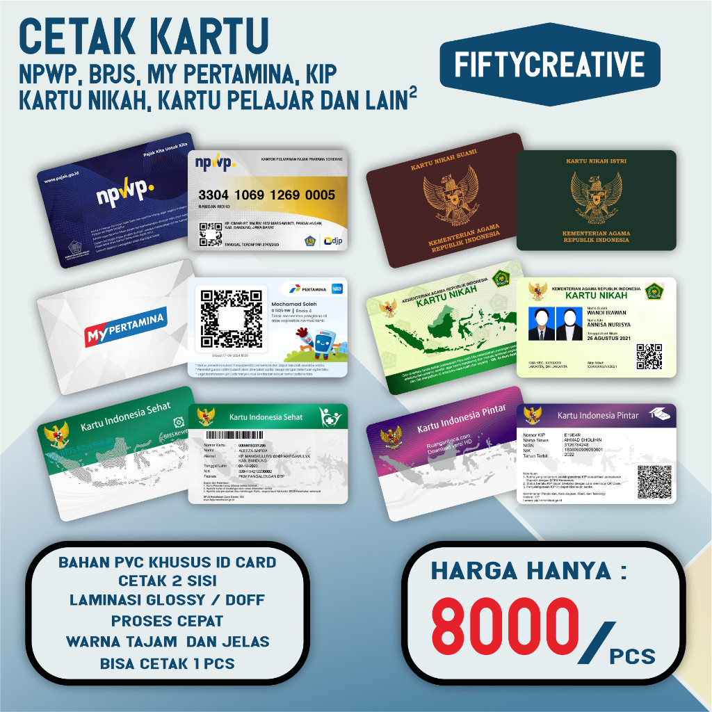 

CETAK KARTU B P J S | KARTU N P W P | KARTU P E L A J A R | KARTU N I K A H H