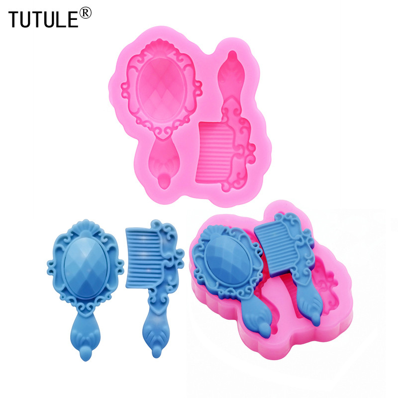 

Makeup Mirror Comb Liquid Fondant Cake silicone Mold Baking Chocolate Decorating Tools DIY Jewellery polymer clay silicone mould