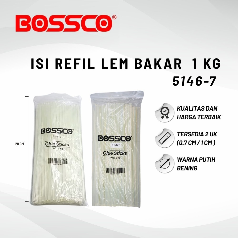 

Glue Stick Refill Lem Bakar Isi Lem Tembak BOSSCO 1 KG / Pistol Lem Tembak / Lem Lilin / Hot Melt Glue Gun