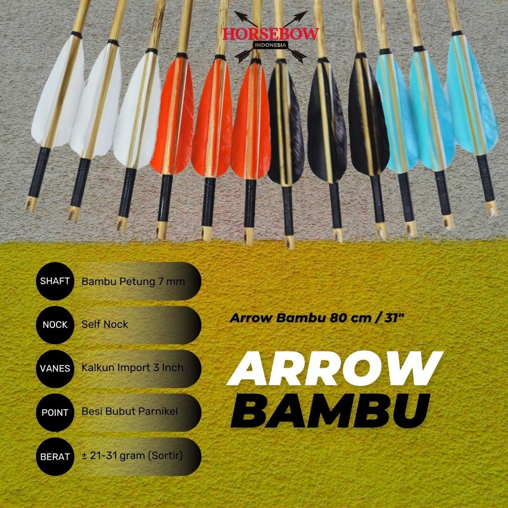 Arrow Bambu Petung Vanes Kalkun / Arrow Bambu Petung / Arrow Bambu Isi 6 pcs / Archery