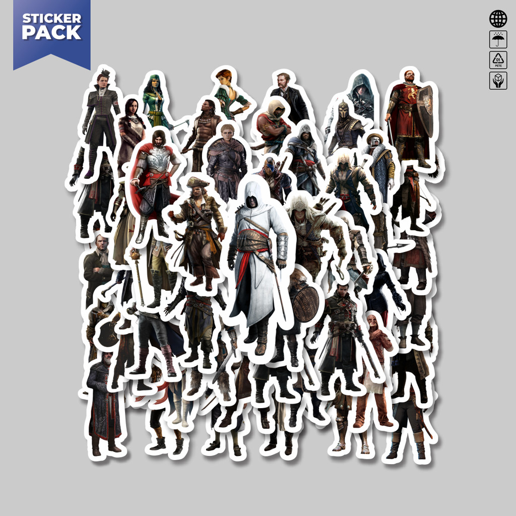 

[100PCS]Stiker Pack Stiker Game Series Assasin's Creed Universe Mix 4 Aesthetic Vinyl Anti Air Dekorasi Sticker Laptop Buku Journal Koper Helm Casing HP Gitar Helm Skateboard