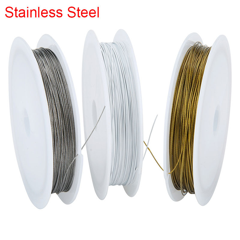 

1roll Stainless Steel Beading Wire Cord 0.3 0.38 0.45 0.5 0.6 0.8 1 mm Gold Color Strong Thread String For DIY Jewelry Making