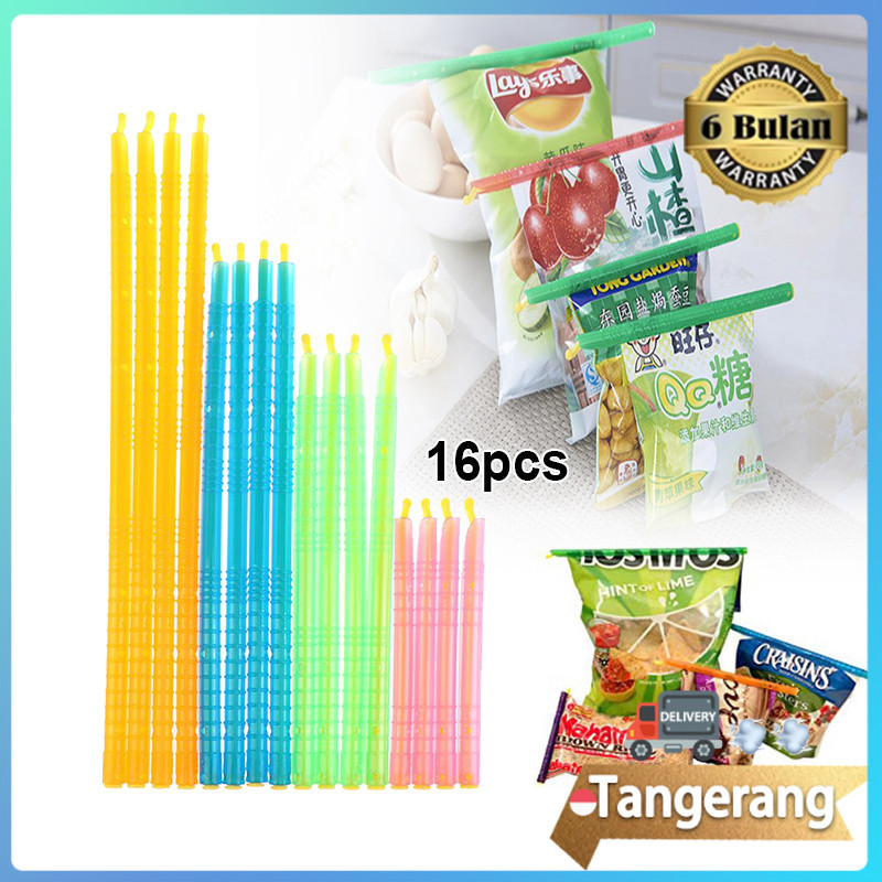16pcs Penjepit Kantong Plastik Snack Seal Stick Stik Clip 12-28,5 cm