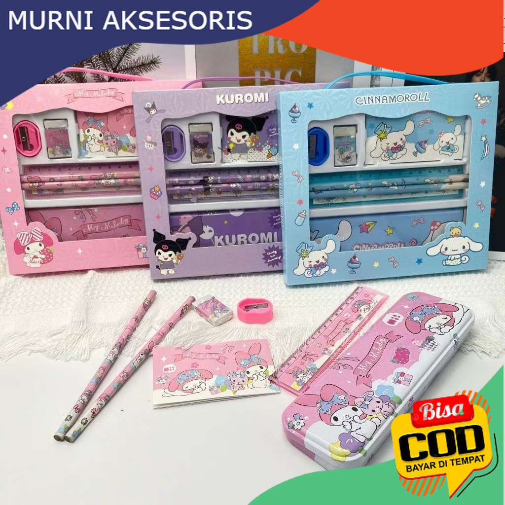 

Murni Aksesoris. Paket Alat Tulis Lengkap Sanrio, Kuromi, My Melody, Connamoroll / Alat Tulis Lucu Karakter / Paket ATK Sekolah/ Alat Tulis Sekolah Lucu/ Stationary Set/ ATK 7 in 1