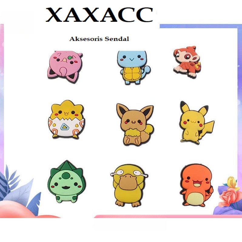 Jibb  613 Pin Sandal Pokee Mon New Hiasan Sendal Sepatu Lubang Baim Flat Charms XAXACC