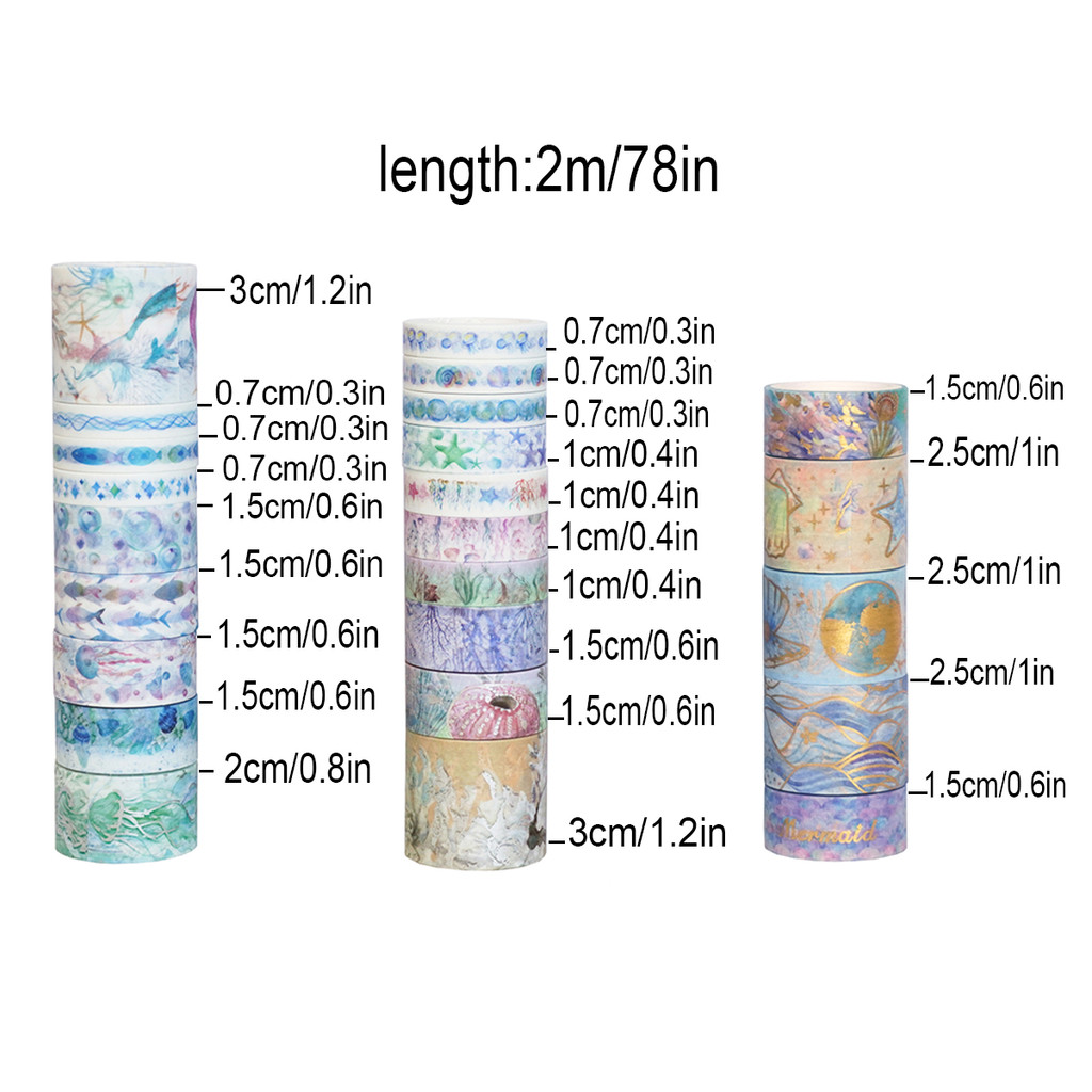 

24 Rolls/Box Underwater World Series Washi Tape Set,hot Stamping Silver Decoration Handmade Diy Decoration Material Tape