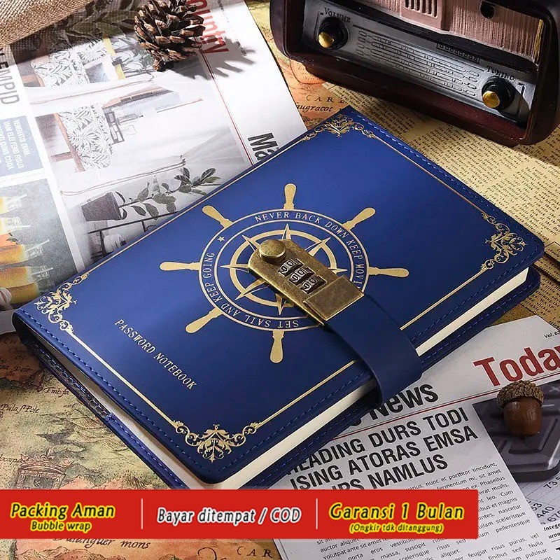 

HRO6 Buku Tulis Jurnal Cover Kulit Vintage Pirate A5 200 Halaman Grid with Lock