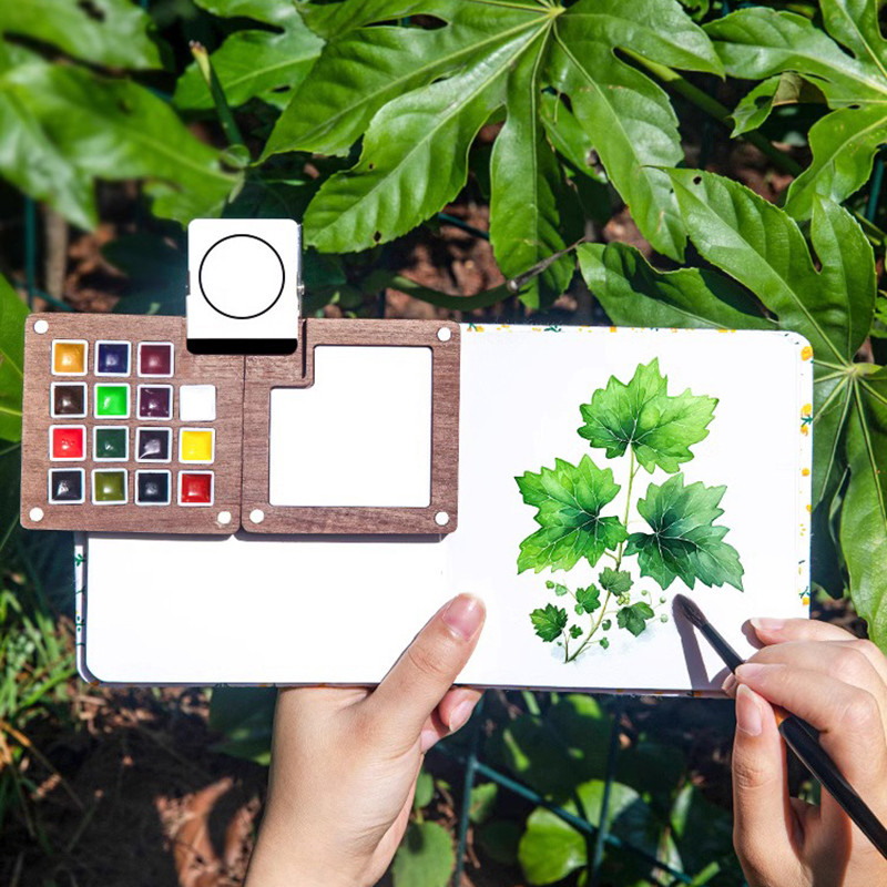 

8/15 Colors Portable Travel Watercolor Set Schmincke Watercolor Pigments Mini Walnut Paint Box Sketchbook Art School Supplies