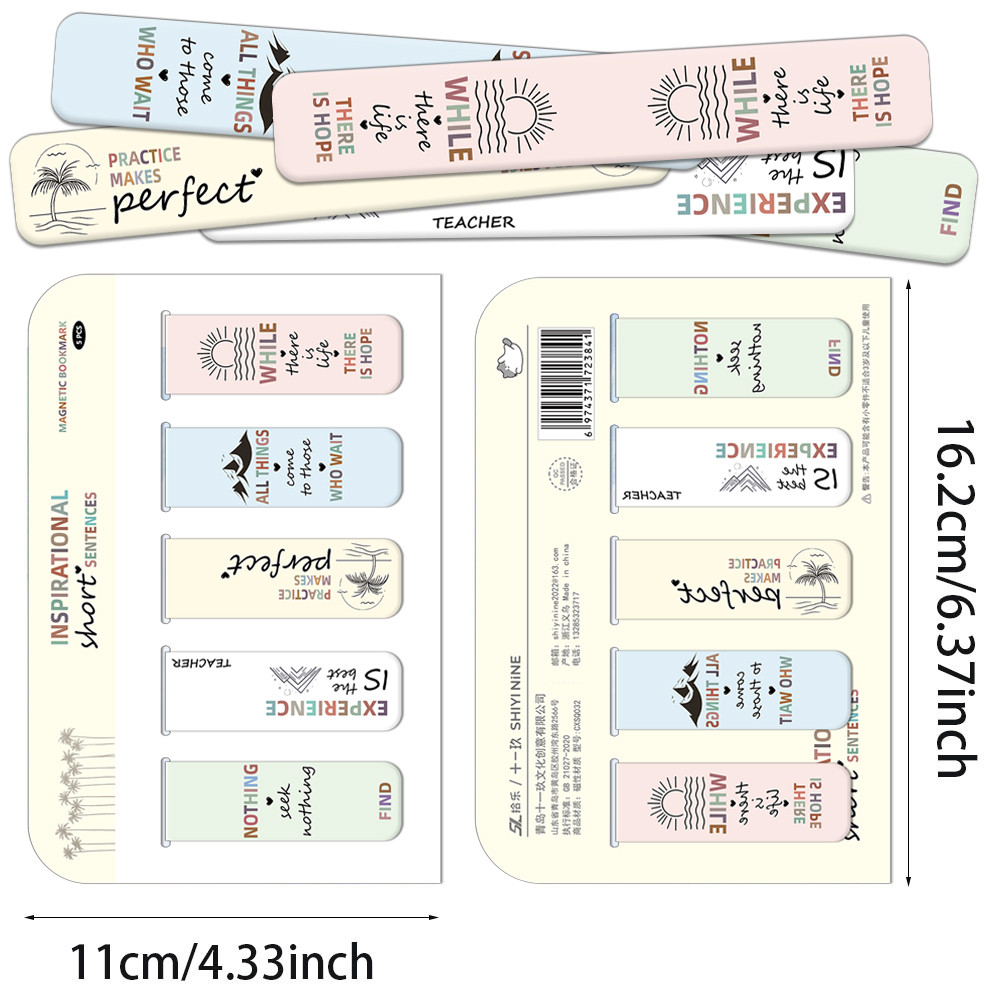 

5PCS Creative Hot Selling Inspirational Personalized Magnetic Bookmarks Student Supplies Books Interpage Decoration Bookmarks