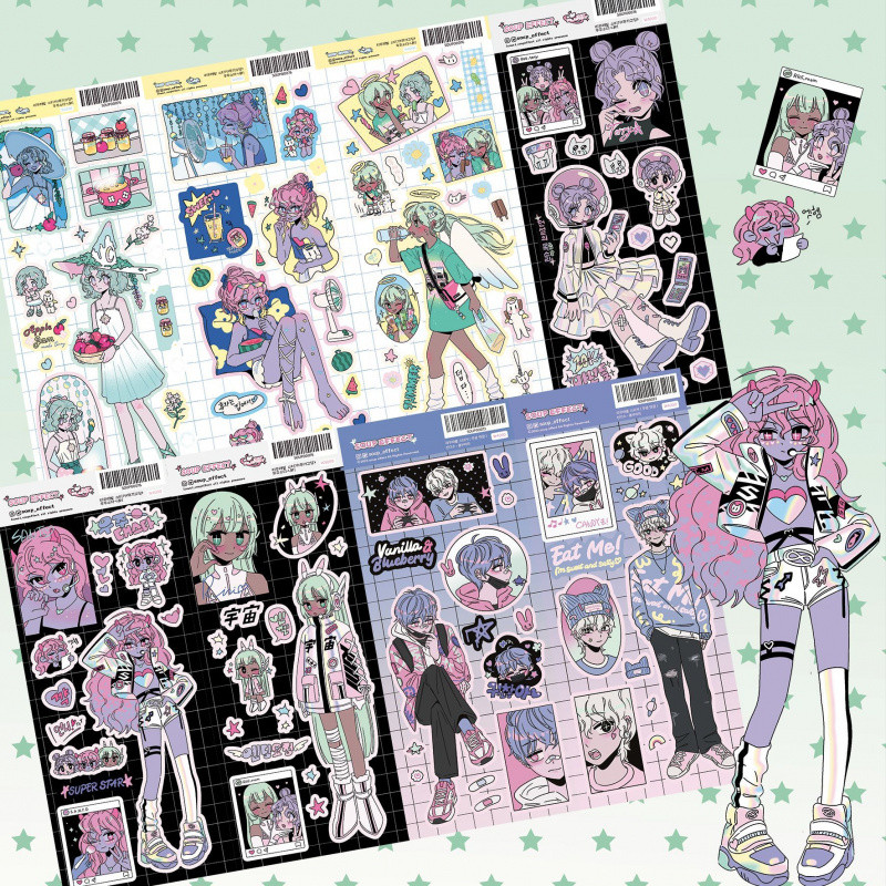 

Korean Cartoon Stickers Cute Sweet Cool Girl Character Stickers Handbook Diary Notebook Planner Scrapbook DIY Decorative Sticker