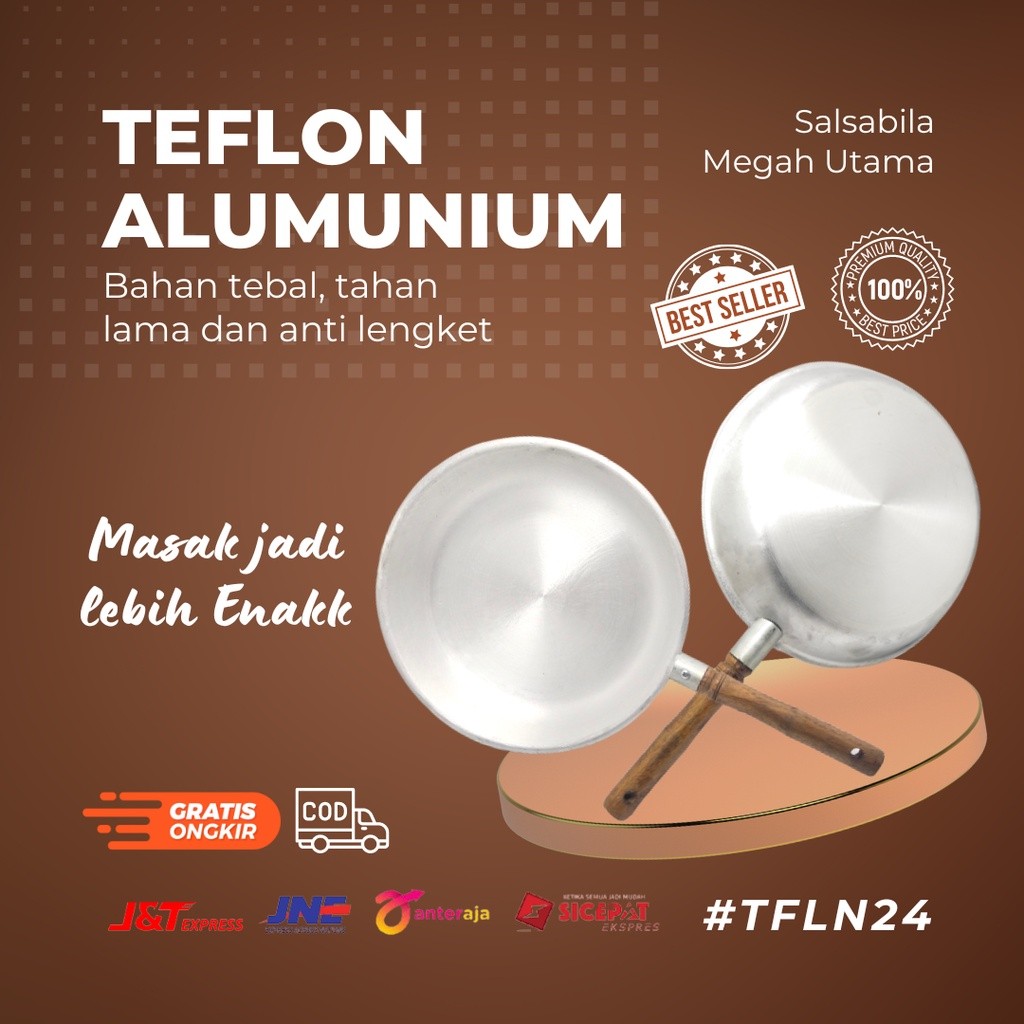 (1) TFLN24 - Produk terlaris penggorengan teflon wajan tebal alumunium anti lengket set frypan teflo