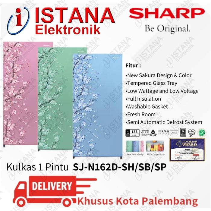 SHARP KULKAS 1 PINTU 133 LITER BUNGA SAKURA KIREI 3 SJ-N162D-SH/SB/SP