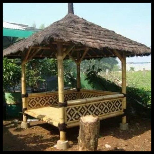 saung gazebo bambu ukuran 1x1m² / saung bambu / pemasangan saung gazebo