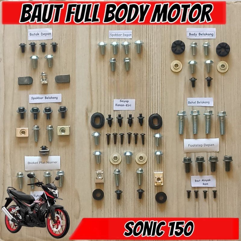 PROMO COD Baut Full Set Cover Body Honda Sonic 150 R Fi PGM-FI / Baut Full Body Honda Sonic 150 R - 