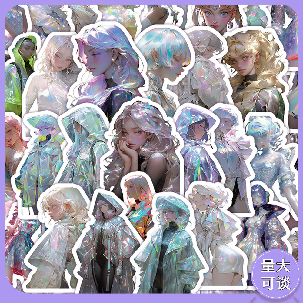 

63PCS Laser Girl Stickers - Holographic Decor for Phones, Notebooks & DIY Crafts(Anime Worlds Store)