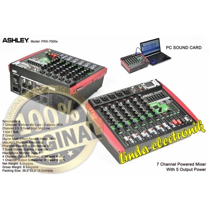 power mixer ashley prx7000s 7 channel PLUS SUBWOOFER ashley prx 7000s