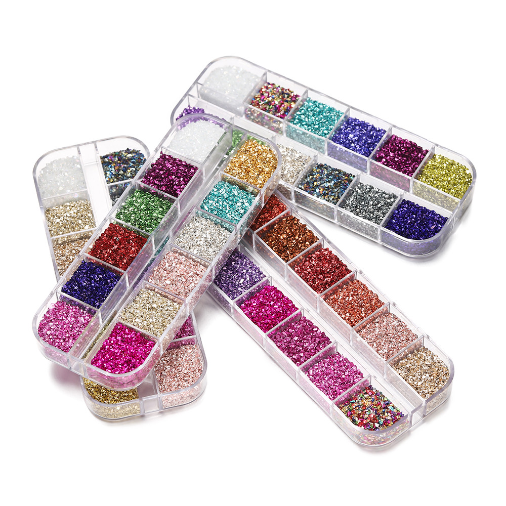 

48Grams/Box 12 Colors Crushed Glass Stones Resin Filling Irregular Broken Stone for DIY Epoxy Resin Mold Crafts Nail Art Decor