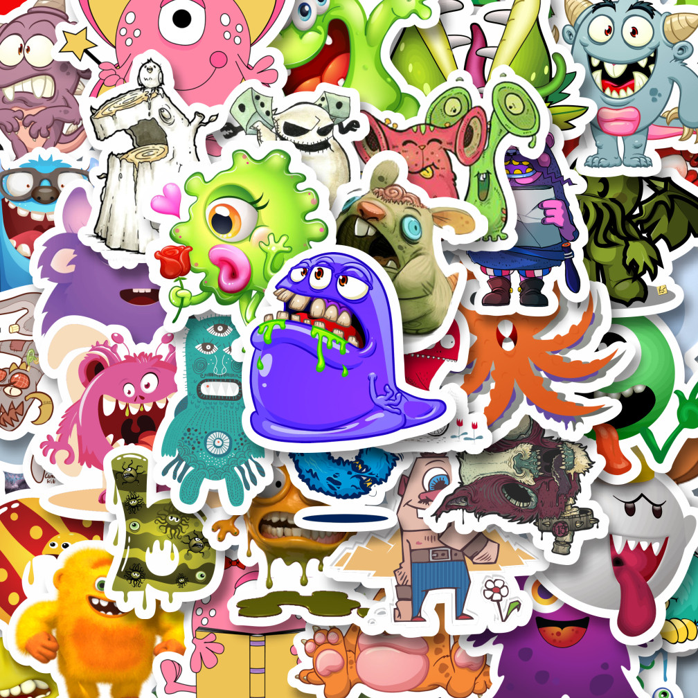 

100PCS Lucu Stiker Monster Art Illustration Karakter Mix 3 Stiker Aesthetic Stiker Anti Air Stikers Berperekat Waterproof sticker decal buat Motor Helm Buku Journal Koper Casing HP Laptop Botol Minum Hadiah anak