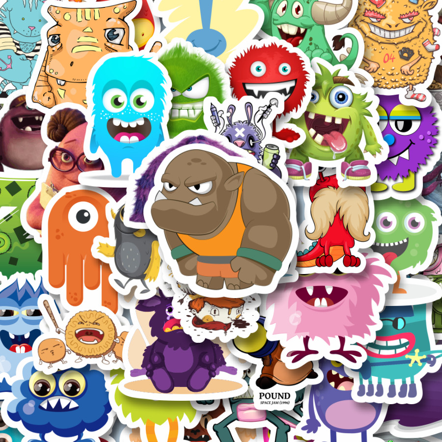 

100PCS Lucu Stiker Monster Art Illustration Karakter Mix 4 Stiker Aesthetic Stiker Anti Air Stikers Berperekat Waterproof sticker decal buat Motor Helm Buku Journal Koper Casing HP Laptop Botol Minum Hadiah anak