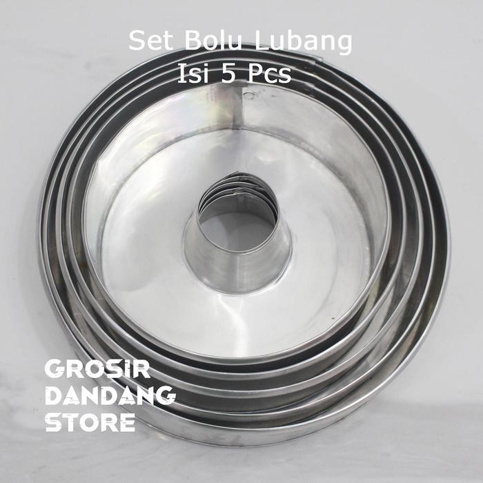 COD bolu Set Loyang Kue tulban isi 5 Besi aluminium Kitchenware terrmurah - Bolu Lubang