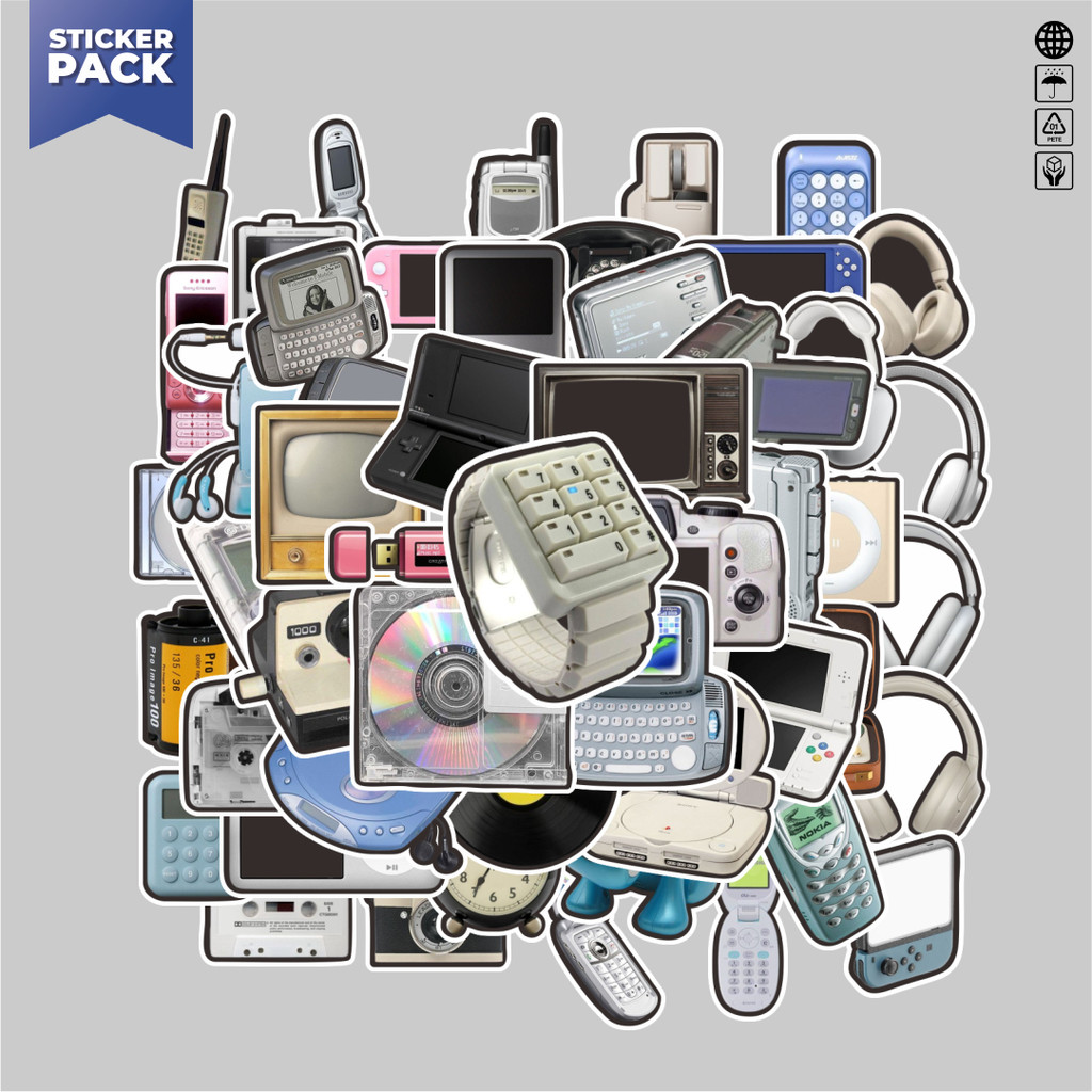 

[100PCS]Stiker Pack Stiker Seri Perangkat Teknologi Vintage Mix 2 Aesthetic Vinyl Anti Air Dekorasi Sticker Laptop Buku Journal Koper Helm Casing HP Gitar Helm Skateboard