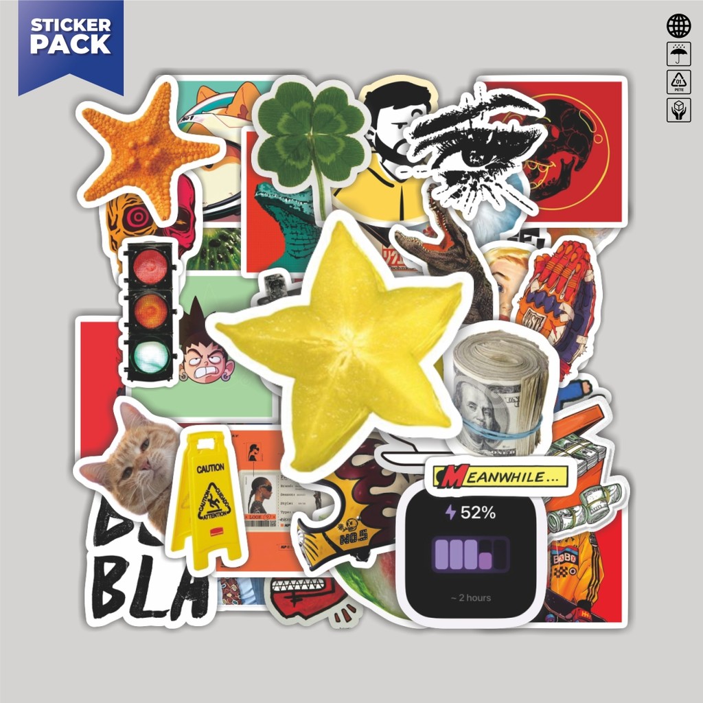 

[100PCS]Stiker Pack Stiker Random V9 Aesthetic Vinyl Anti Air Dekorasi Sticker Laptop Buku Journal Koper Helm Casing HP Gitar Helm Skateboard