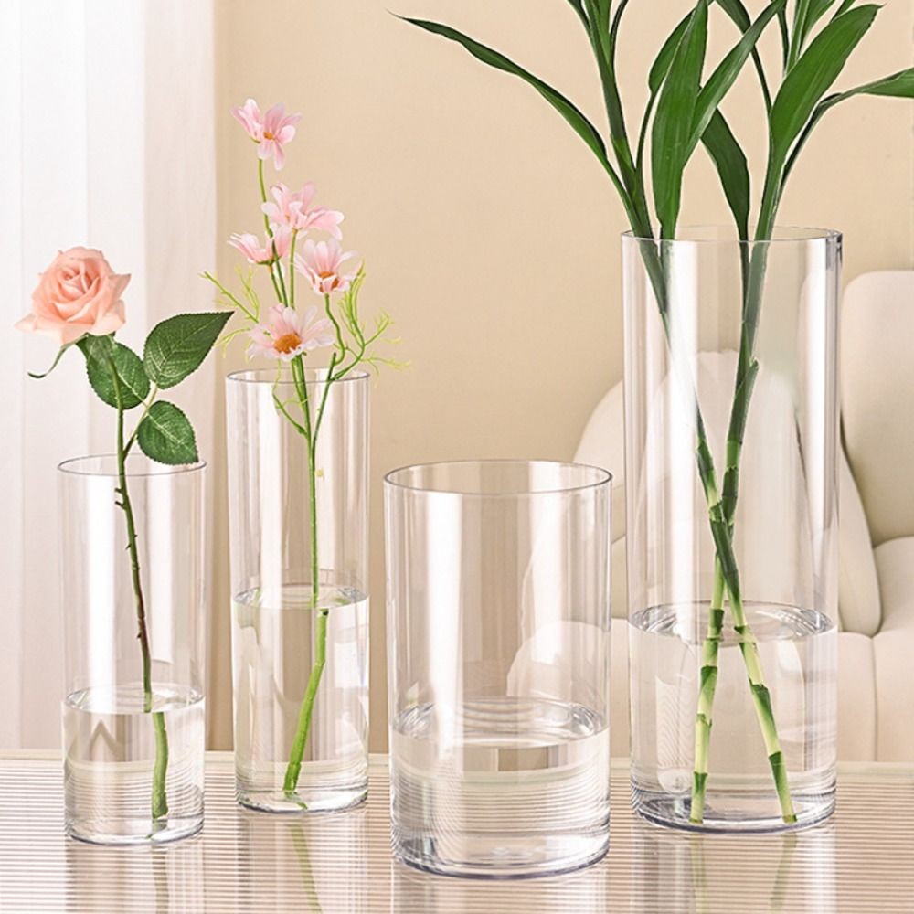 Hydroponic Plants Acrylic Cylinder Vase Fresh Flowers Candles Transparent Flower Vase Durable Shatte