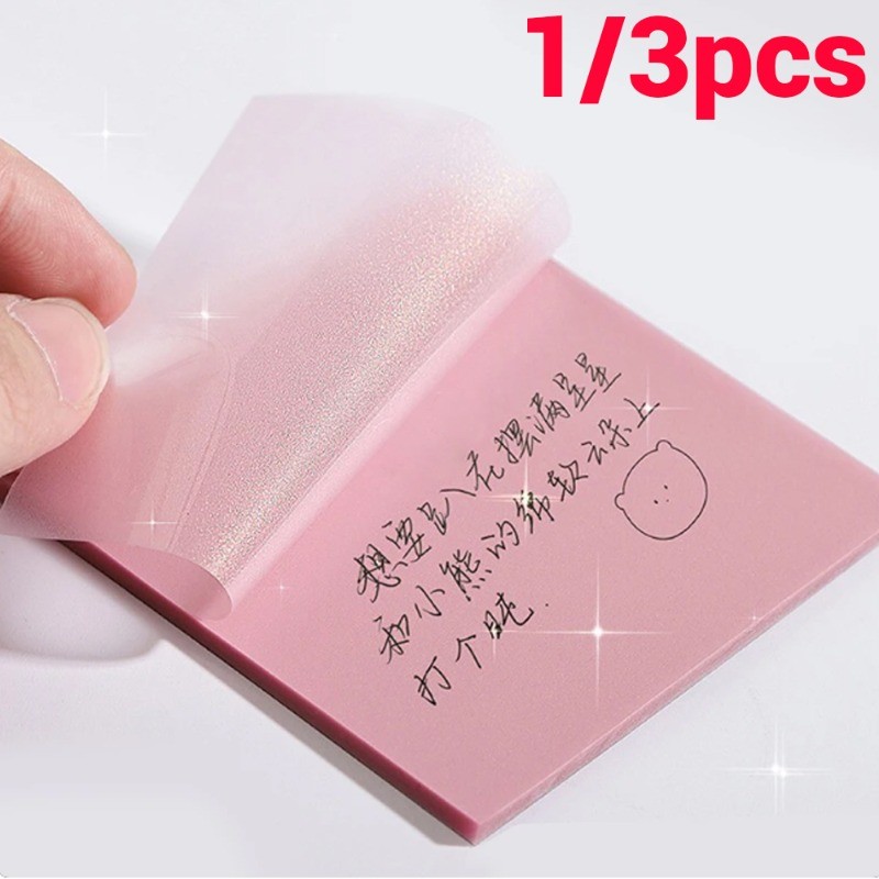 

Transparent Sticky Notes 50 Sheets Glitter Matte Clear Memo Message Reminder Waterproof Self-Adhesive Note Pads School Supplies