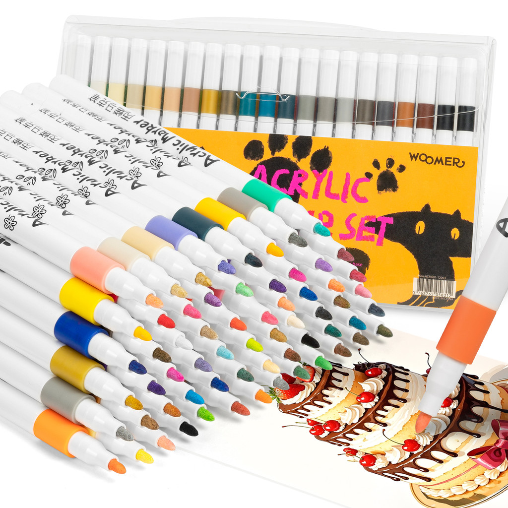 

WOOMER 63 Colors Single Tip Acrylic Paint Markers Set High Flow & Quick-Dry for Rock Ceramic Glass Canvas Wood Stone DIY Crafts