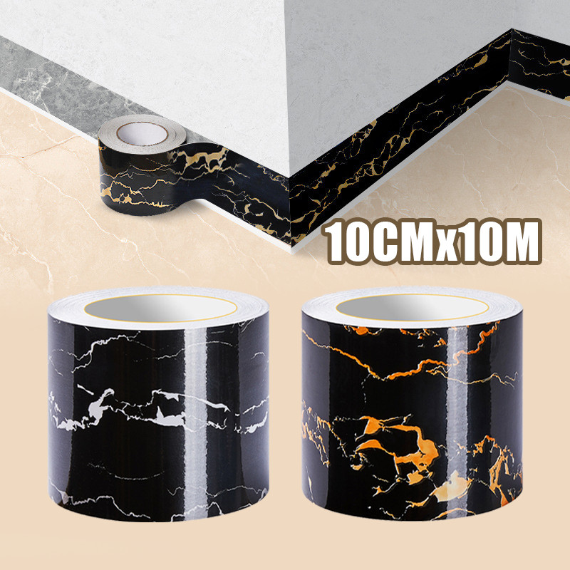 Stiker Dekorasi Lantai Keramik Border Strip - Tembok Sticker Wallpaper 10CM*10M, Bawah Dinding Ubin,