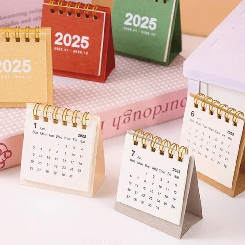 

2025 Mini Simple Small Desk English Calendars Pocket Portable Daily Memo Calendar Planner Desktops Decorations for Office School