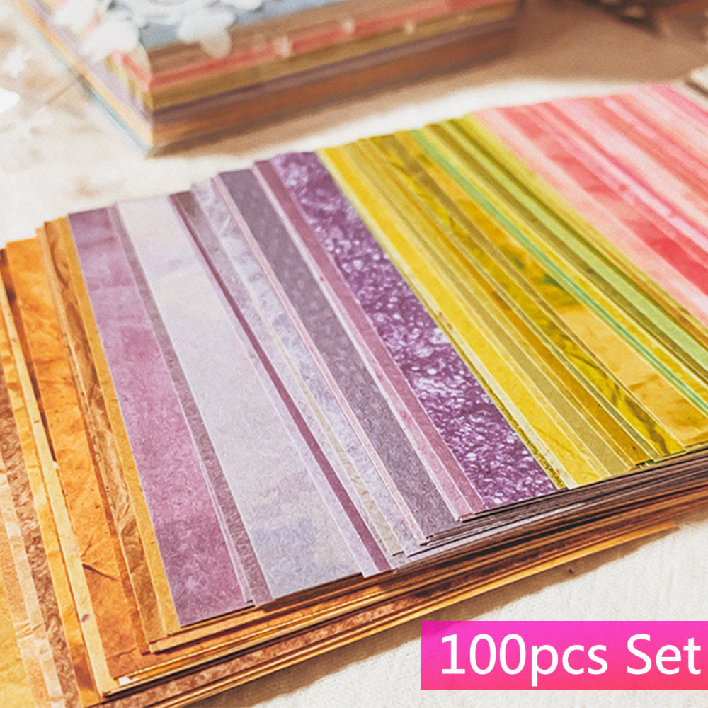 

100 Pcs Colorful Texture Background Craft Paper Junk Journal Planner Scrapbooking Vintage Decoupage Decoration DIY Photo Albums