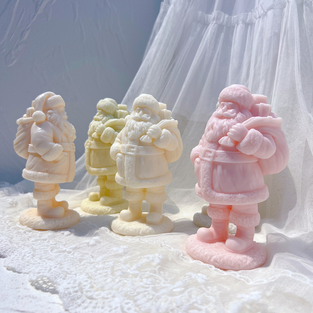 

Standing Santa Claus Candle Silicone Mold Kriss Kringle Plaster Gypsum Mould Yard Decor