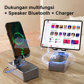 Stand HP 3in1 Speaker Bluetooth+PowerBank 5000mAh+Holder Lipat Portable Charger & Audio Praktis