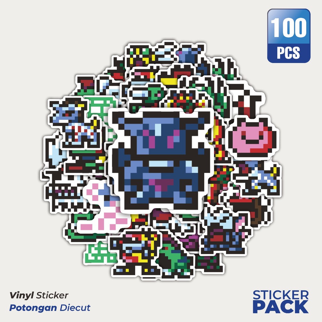 

Super Hemat! 100 PCS Stiker Pixel Digimon V22 Waterproof Aesthetic- Untuk Laptop, Motor, dan Helm - Paper Stationery Pack