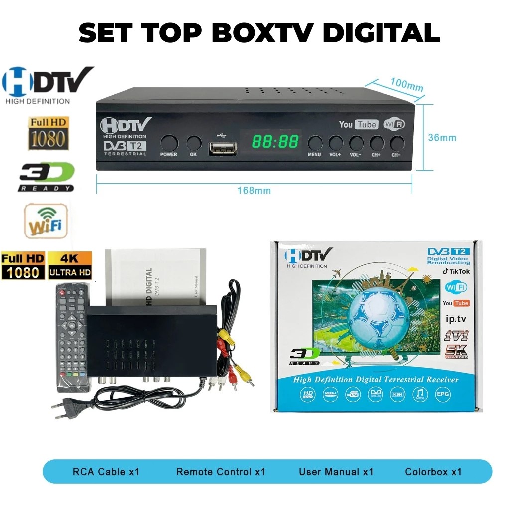 【Ready Stock】Set Top Box TV Digital STB TV Digital Receiver DVB T2  Wifi AccessGo Body Full Metal Pe