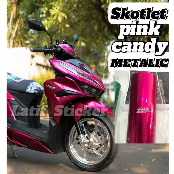 stiker skotlet motor pink candy metalik glossy stiker pink glossy candy scotlite 45cm
