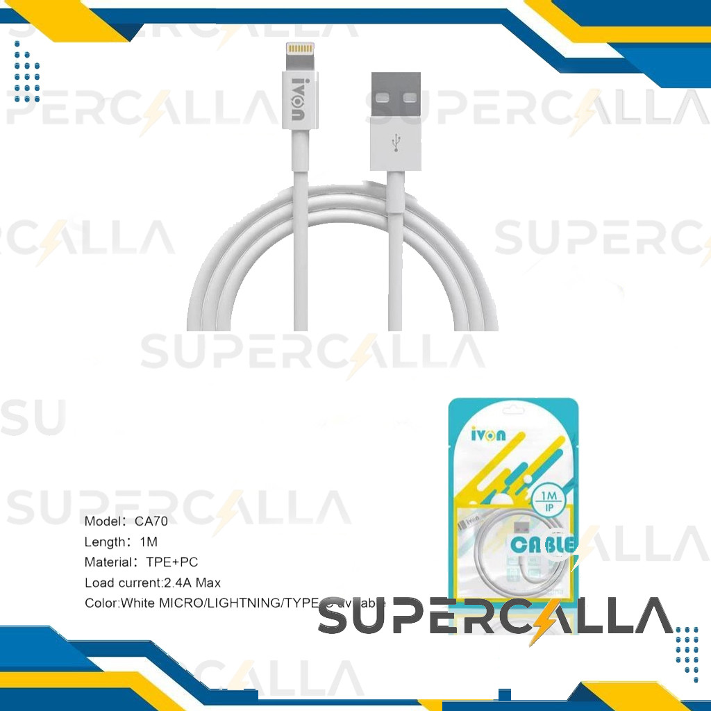 iVON Kabel Data 2.4A Cable data Fast Charger 1M 2M 3M IOS Android For Iphone / Type-C / Micro USB