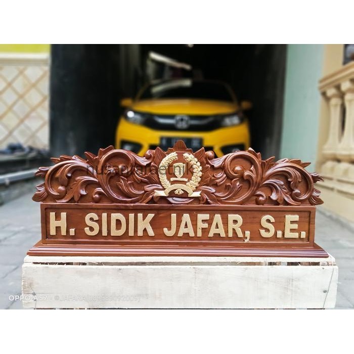 papan nama meja ukir kayu jati-papan nama jabatan ukir jepara